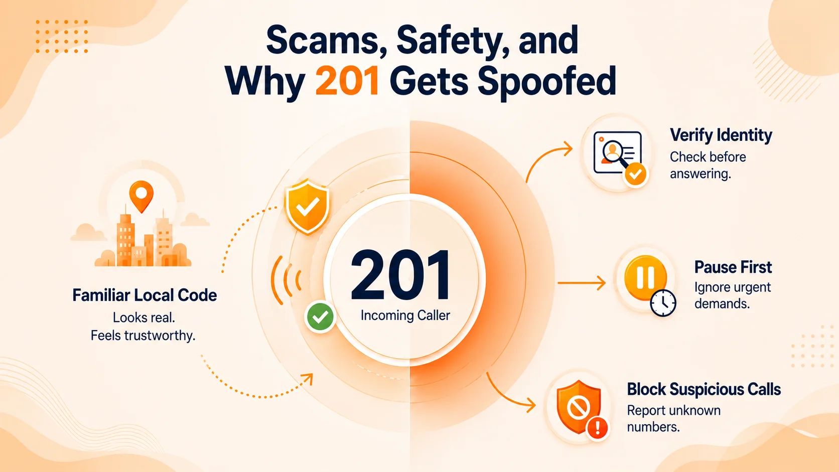 Scams, Safety, and Why 201 Gets Spoofed