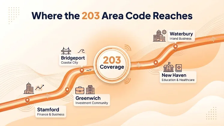 Where the 203 Area Code Reaches