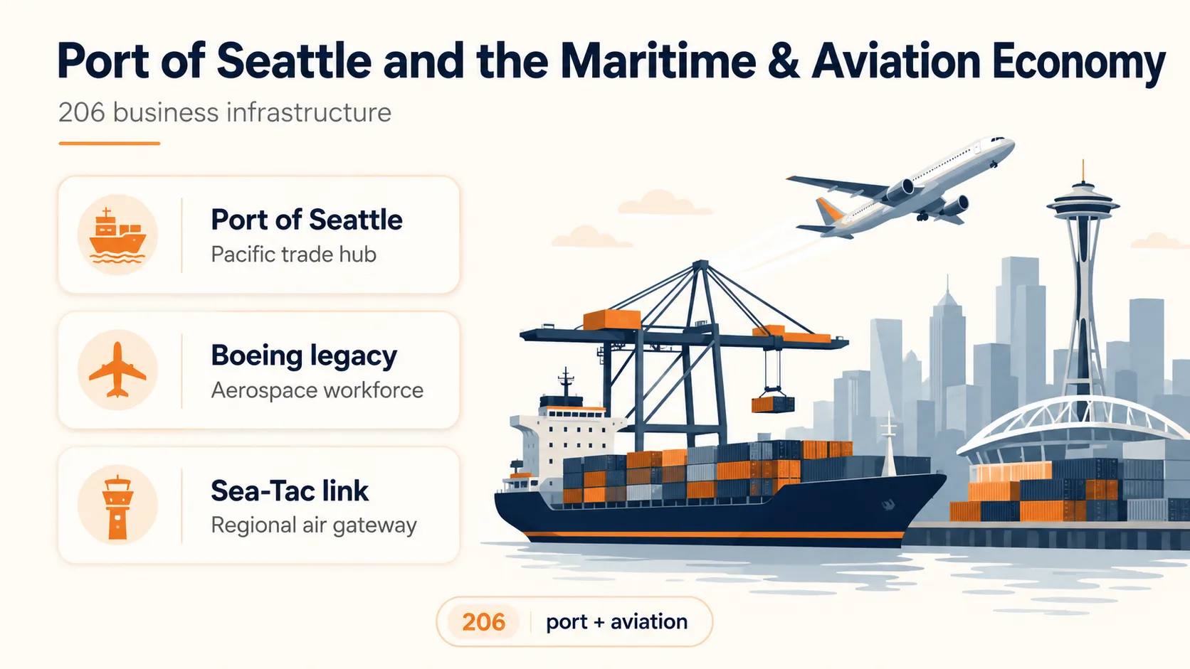 The Port of Seattle waterfront and container terminals