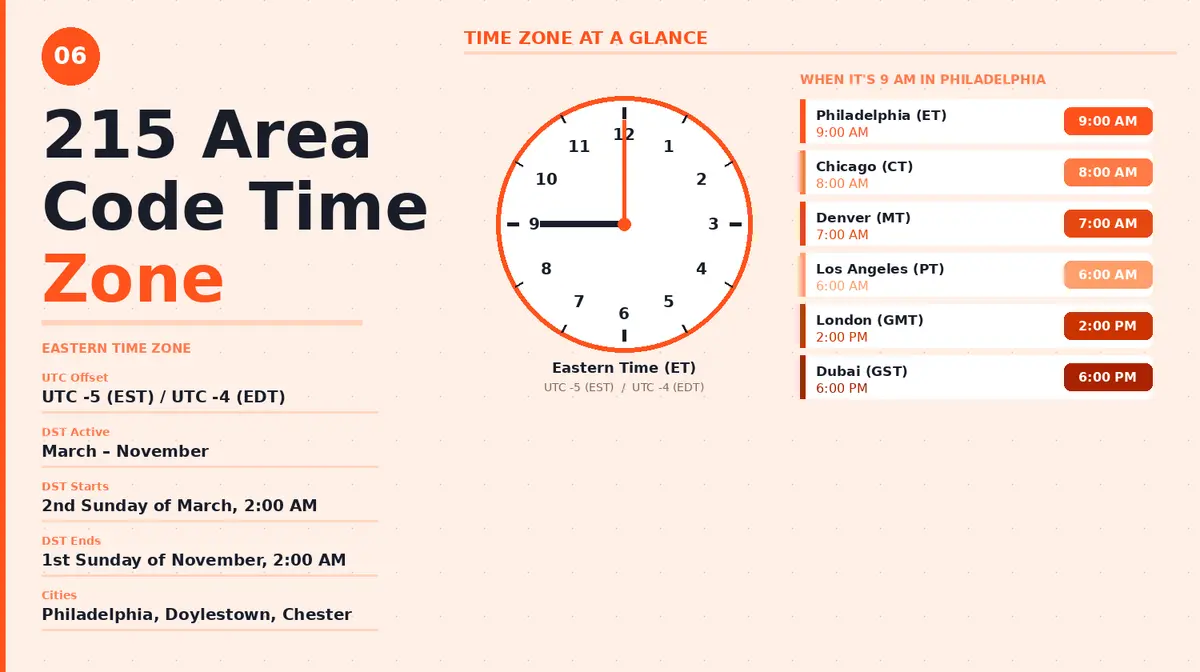 215 area code time zone — Eastern Time