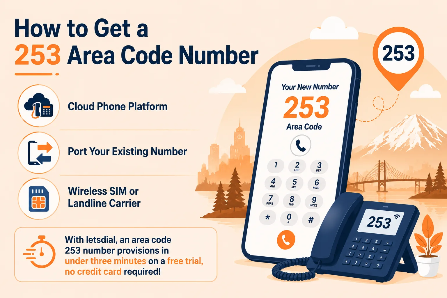 How to get a 253 area code number
