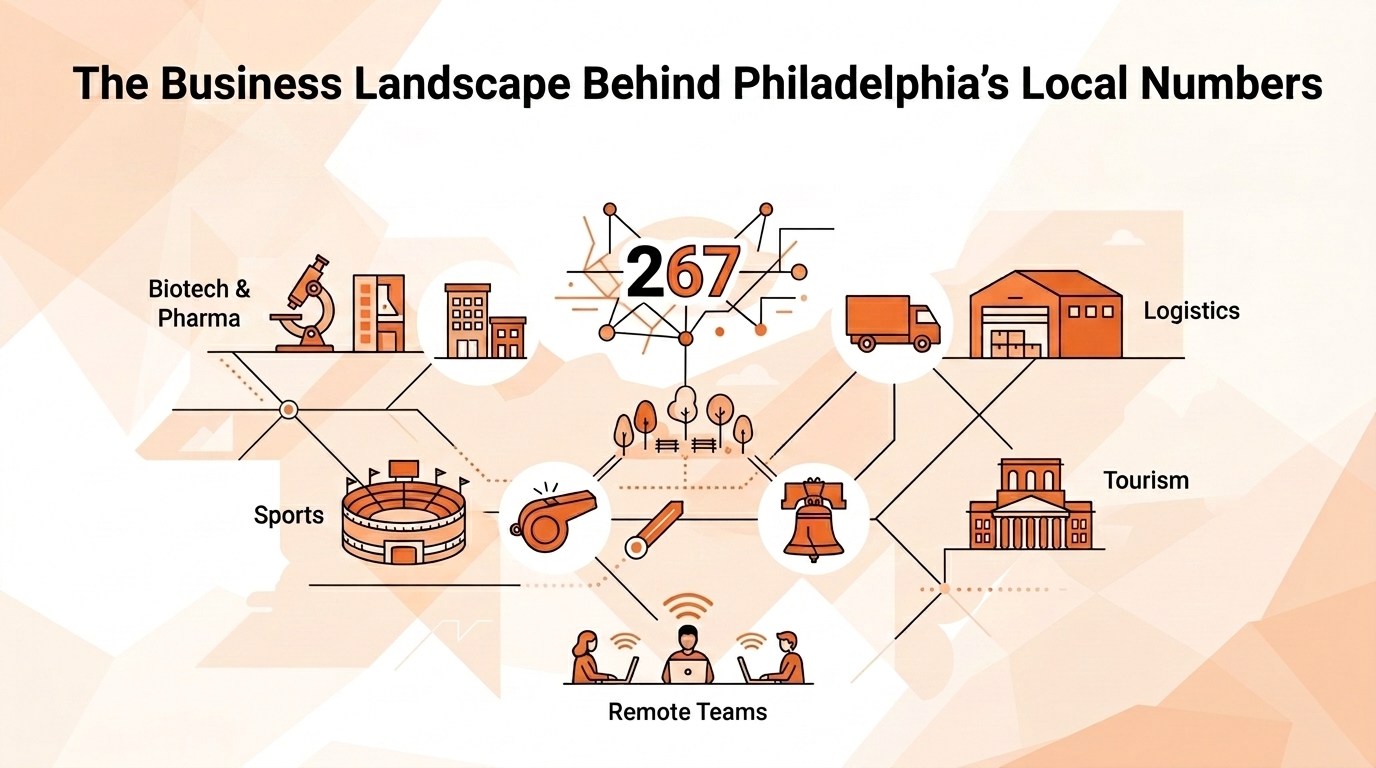 Business landscape behind Philadelphia's local numbers including biotech, logistics, sports, and tourism
