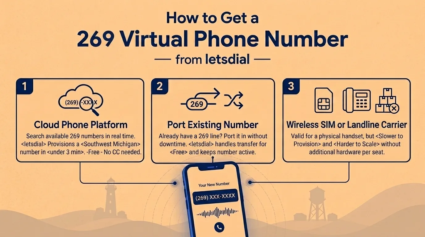 Getting a 269 area code number