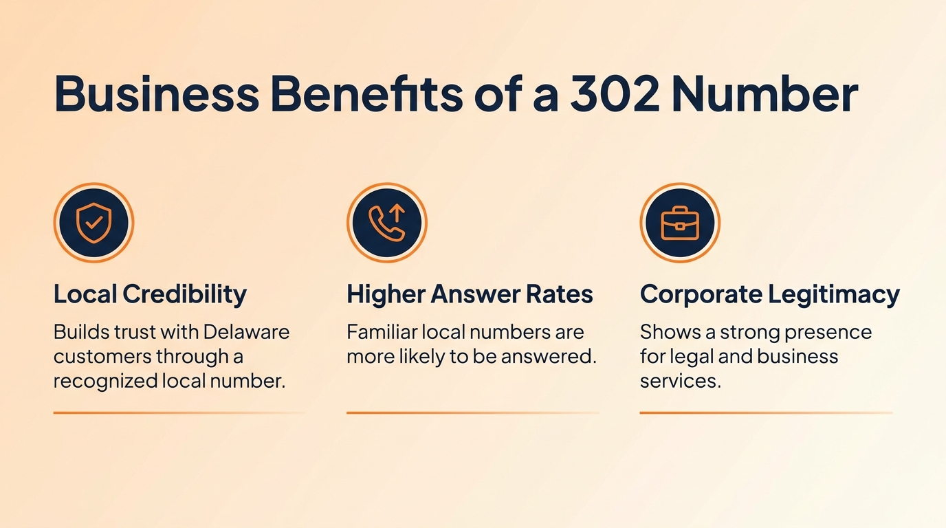 Business benefits of a 302 area code number