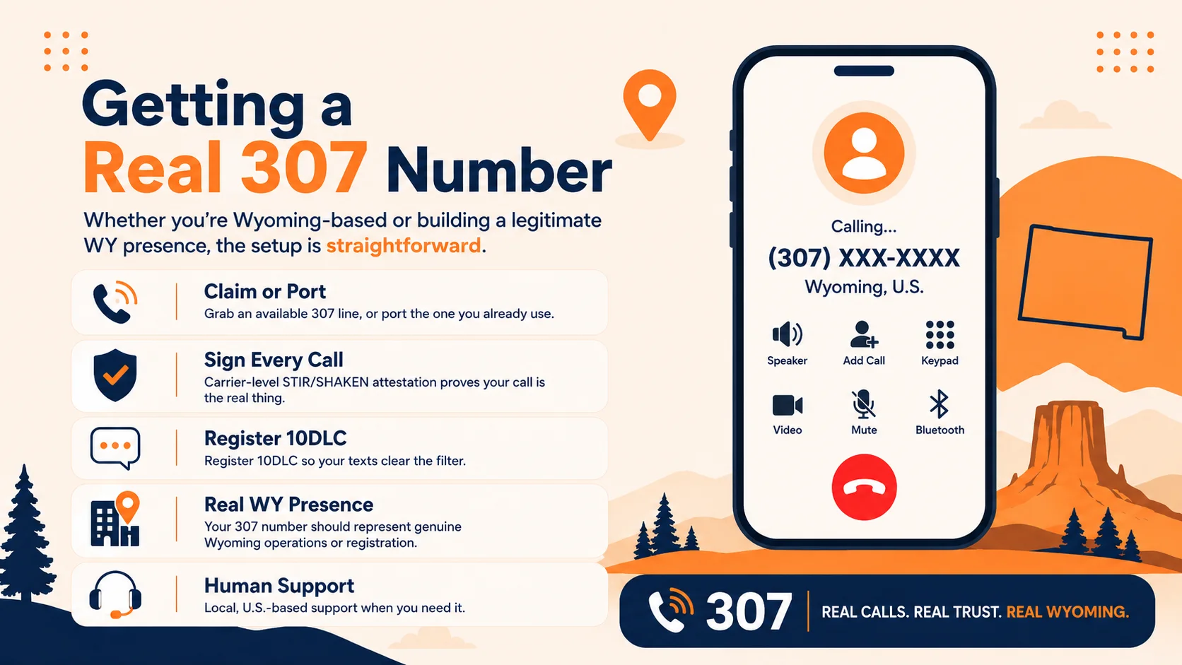 How to get a real 307 Wyoming number — port, sign, and register