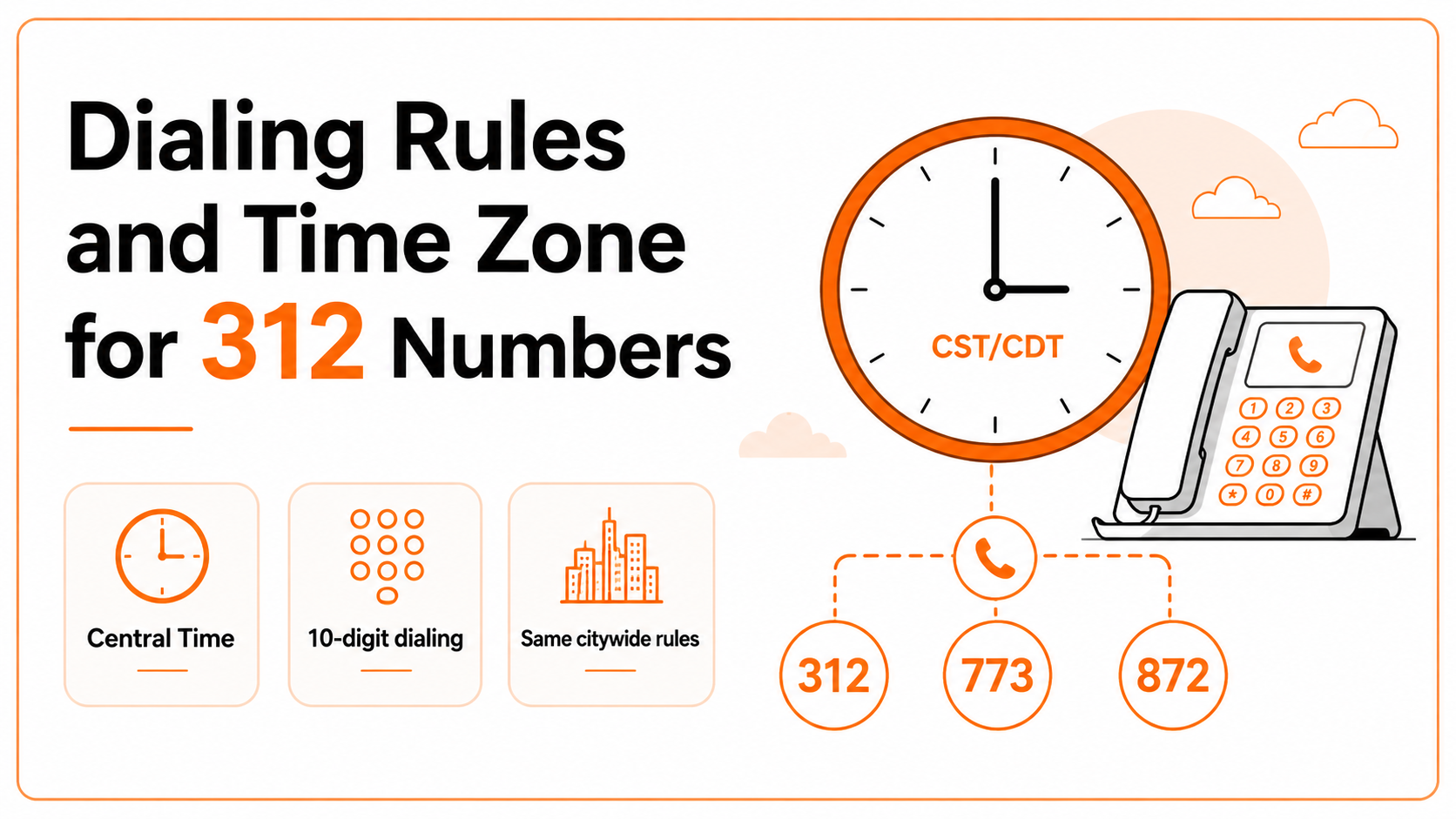 Dialing rules and time zone for 312 numbers