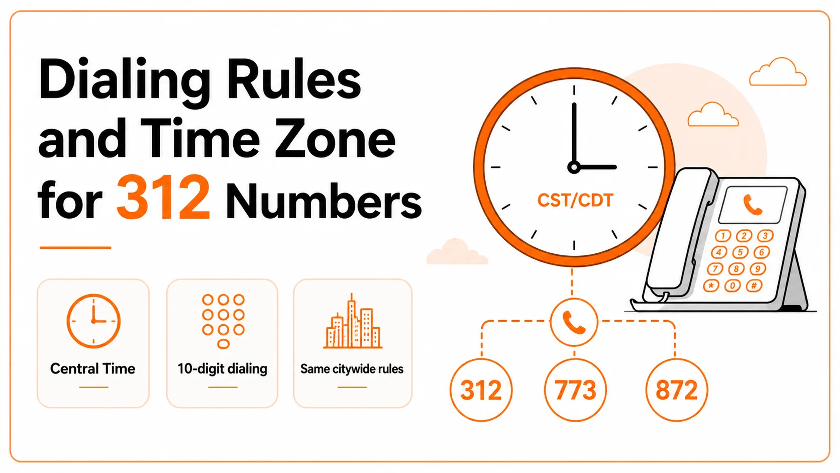 Dialing rules and time zone for 312 numbers