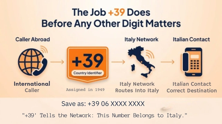 The job +39 does before any other digit matters — routing an international call into Italy