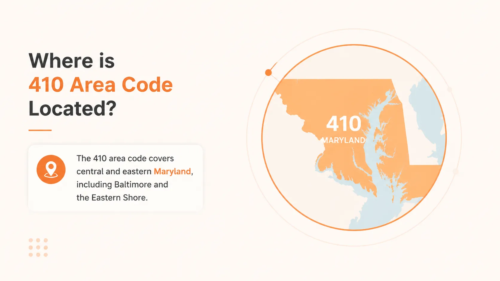 Where the 410 area code is located in Maryland