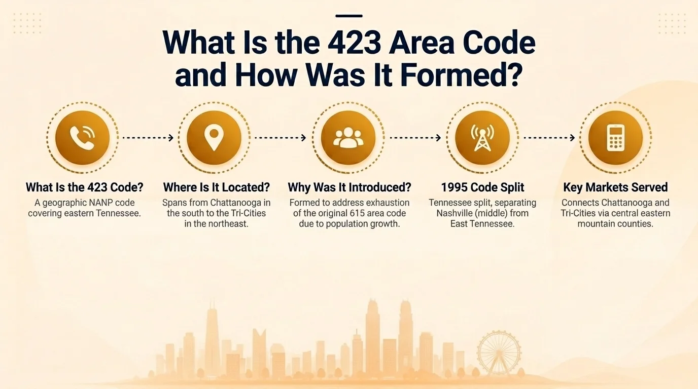 What is the 423 area code — eastern Tennessee