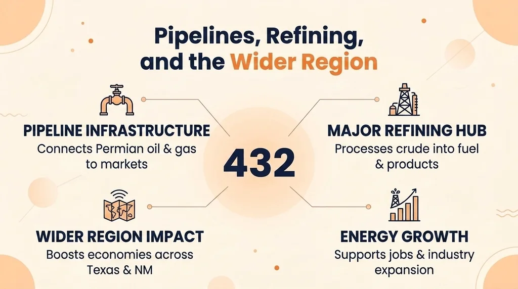 Pipelines, Refining, and the Wider Region — area code 432