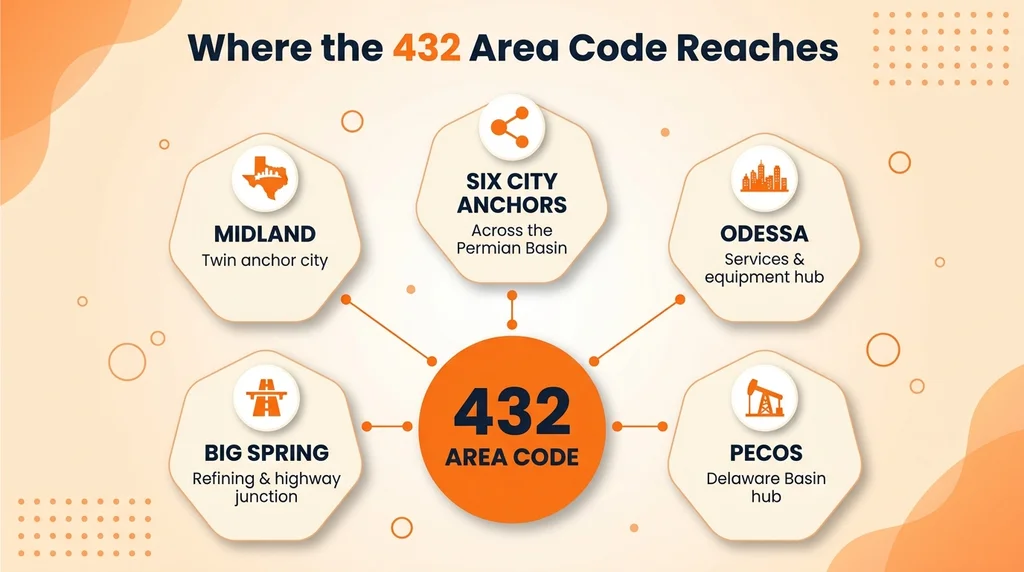 Where the 432 Area Code Reaches — area code 432