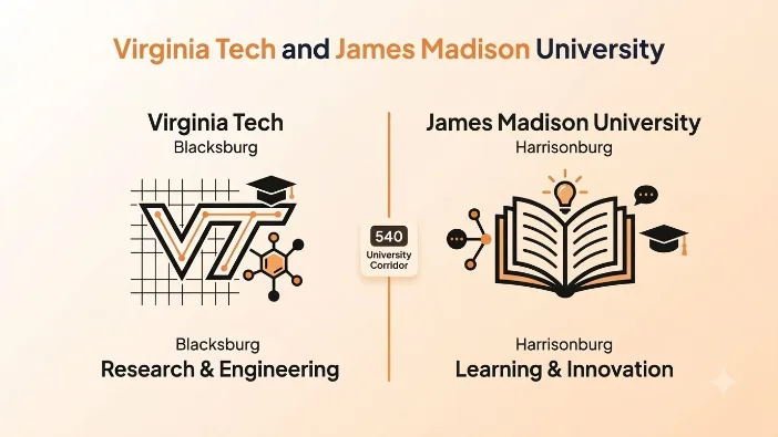 Virginia Tech and James Madison University