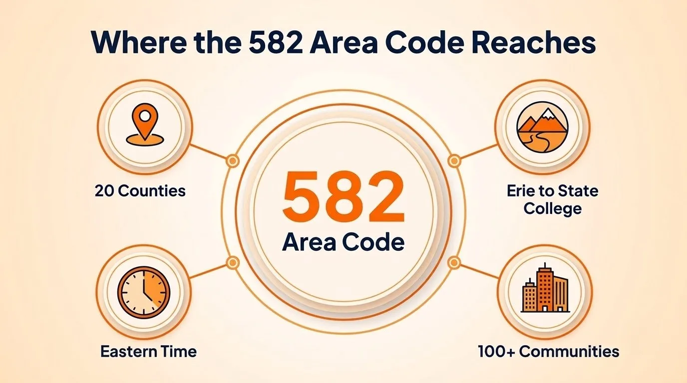 Where the 582 Area Code Reaches