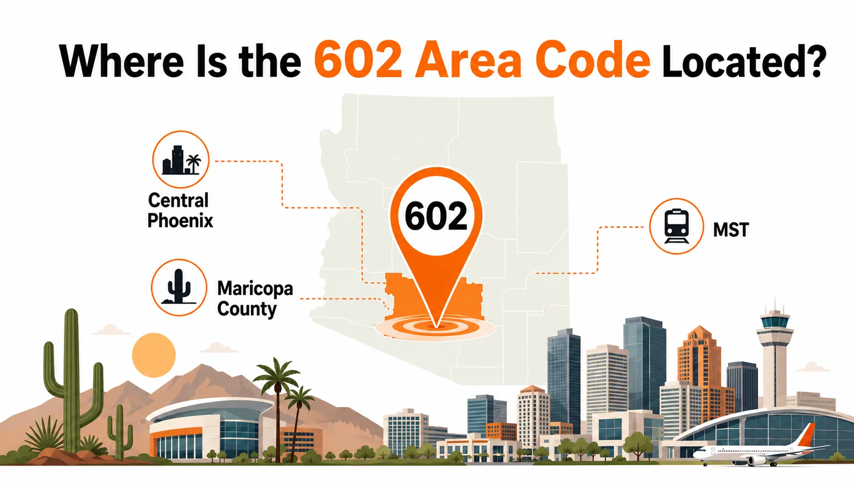 Where the 602 area code is located in downtown and central Phoenix