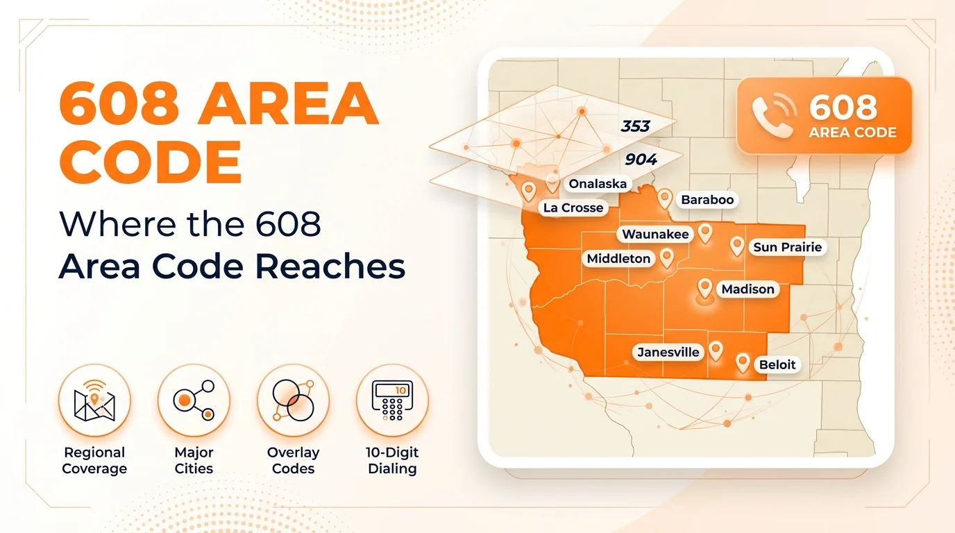 Where the 608 area code reaches