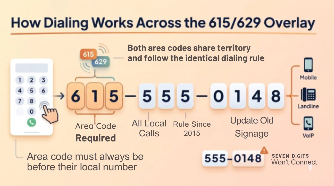 How Dialing Works Across the 615/629 Overlay