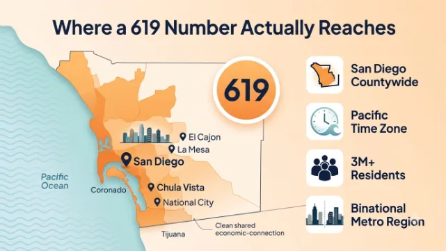Where a 619 Number Actually Reaches