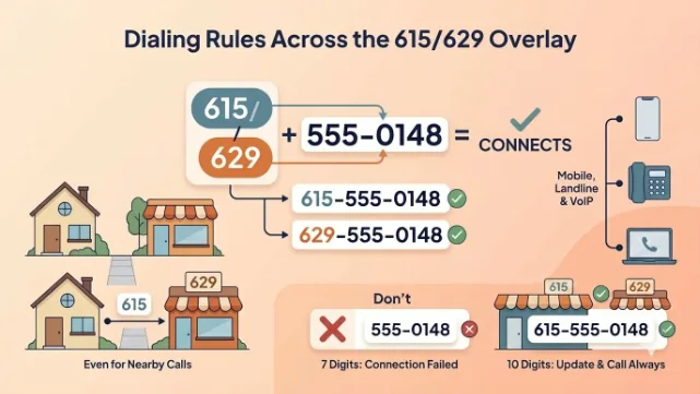 Dialing Rules Across the 615/629 Overlay