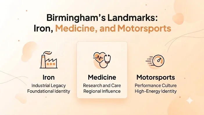Birmingham's Landmarks: Iron, Medicine, and Motorsports
