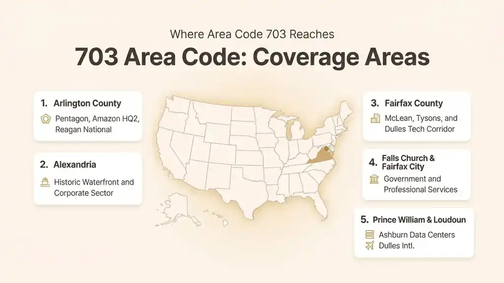 Where the 703 area code reaches across Northern Virginia