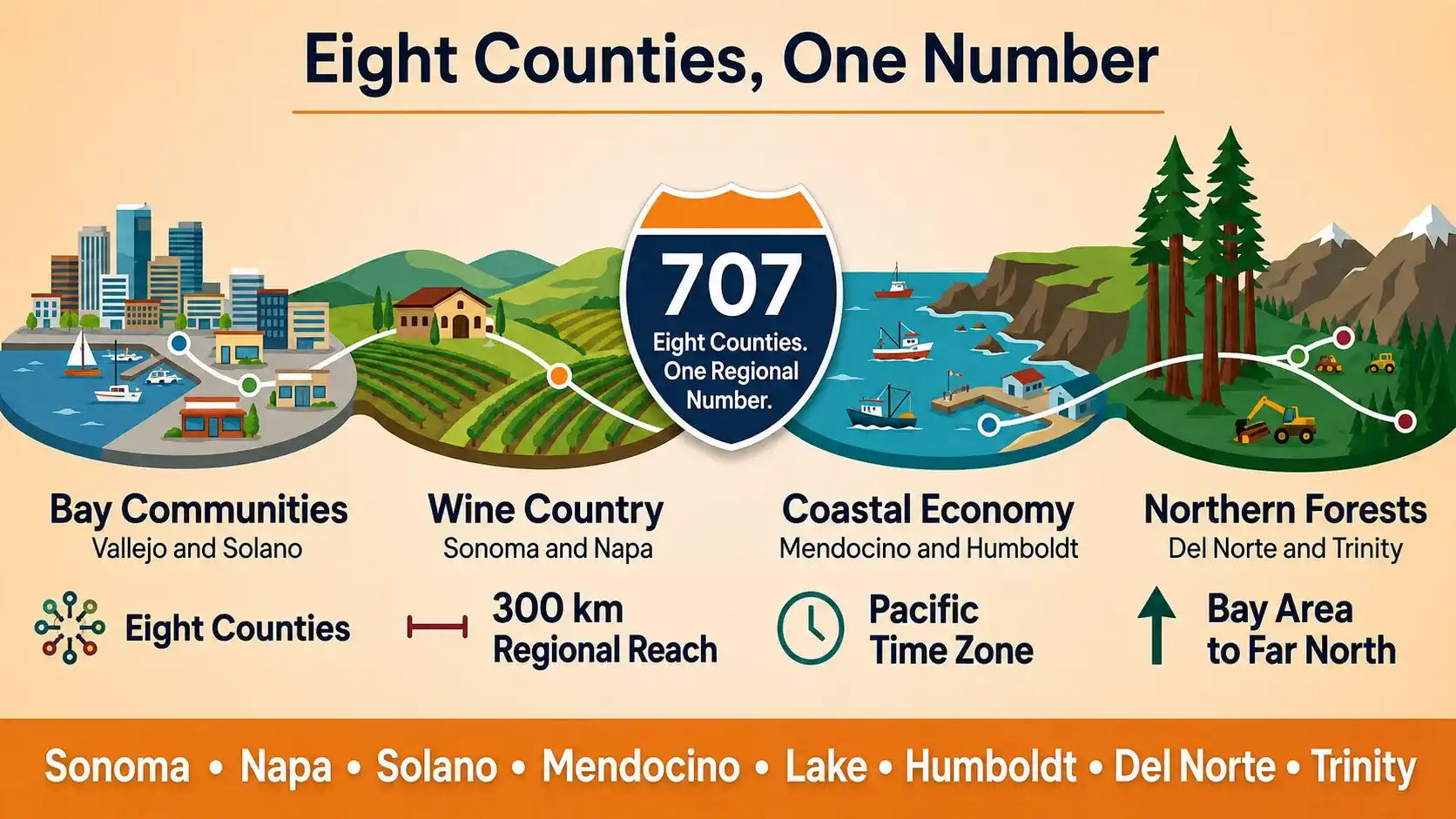 Eight Counties, One Number
