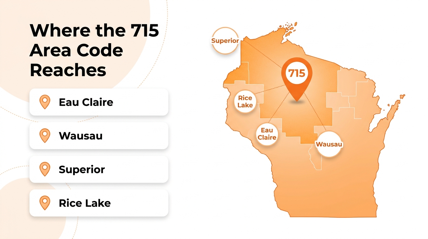 Where the 715 area code reaches across northern Wisconsin