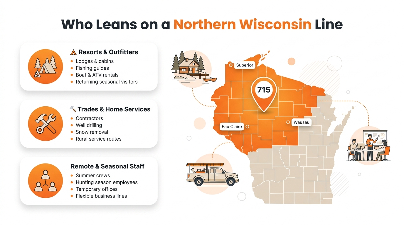 Who leans on a northern Wisconsin 715 line