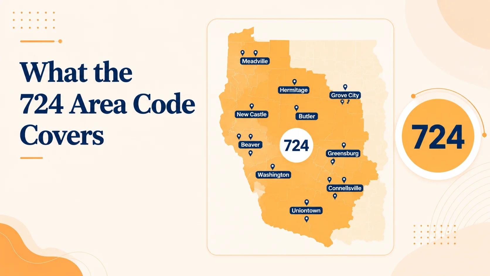 What the 724 area code covers across western Pennsylvania
