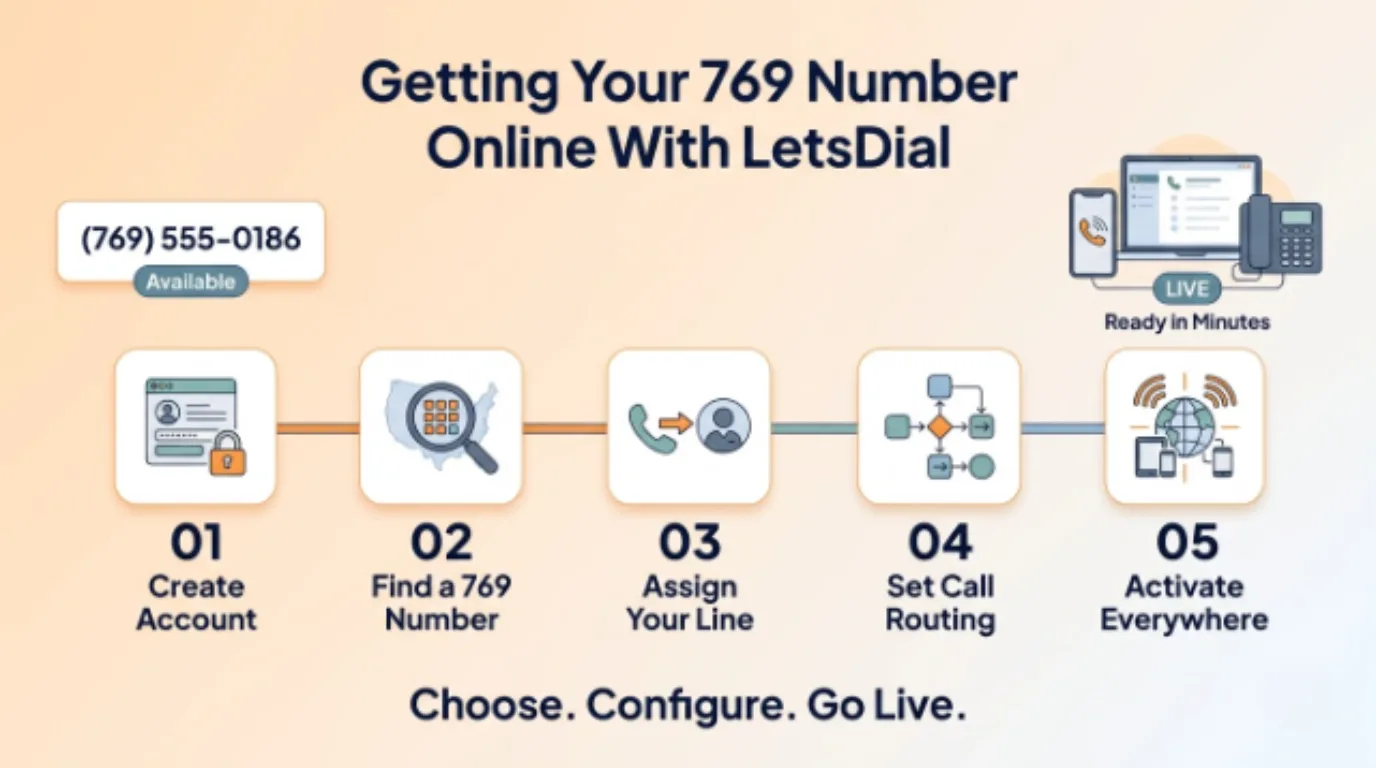 Getting Your 769 Number Online With LetsDial