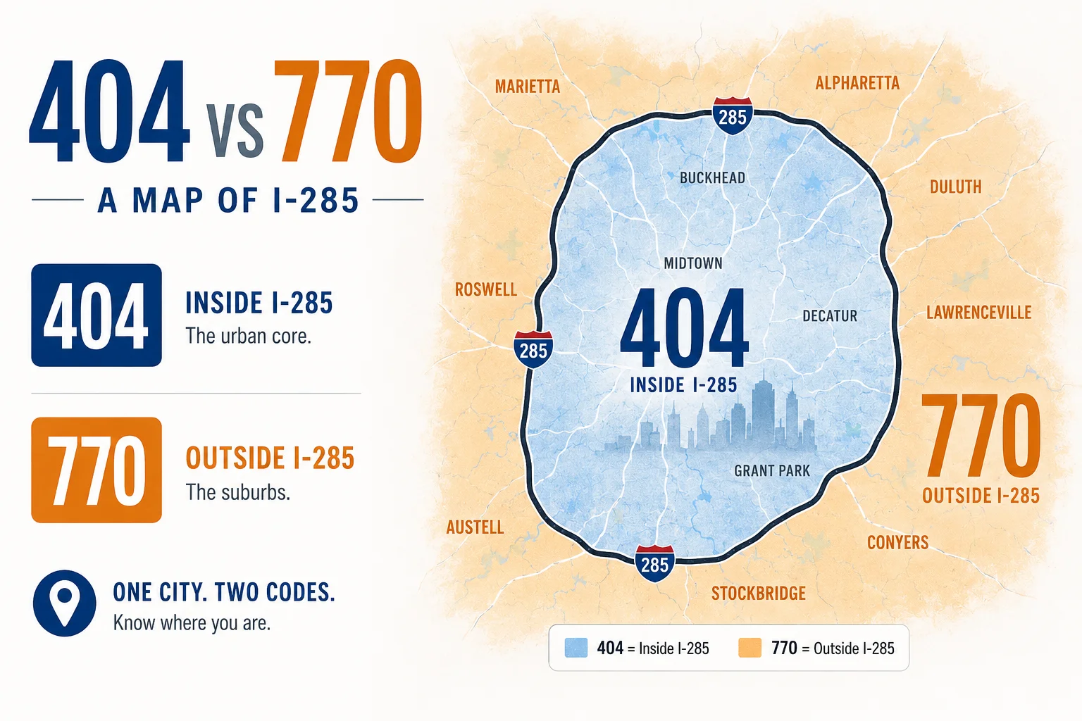 770 area code — Atlanta's OTP suburbs including Marietta, Roswell, Alpharetta and Lawrenceville