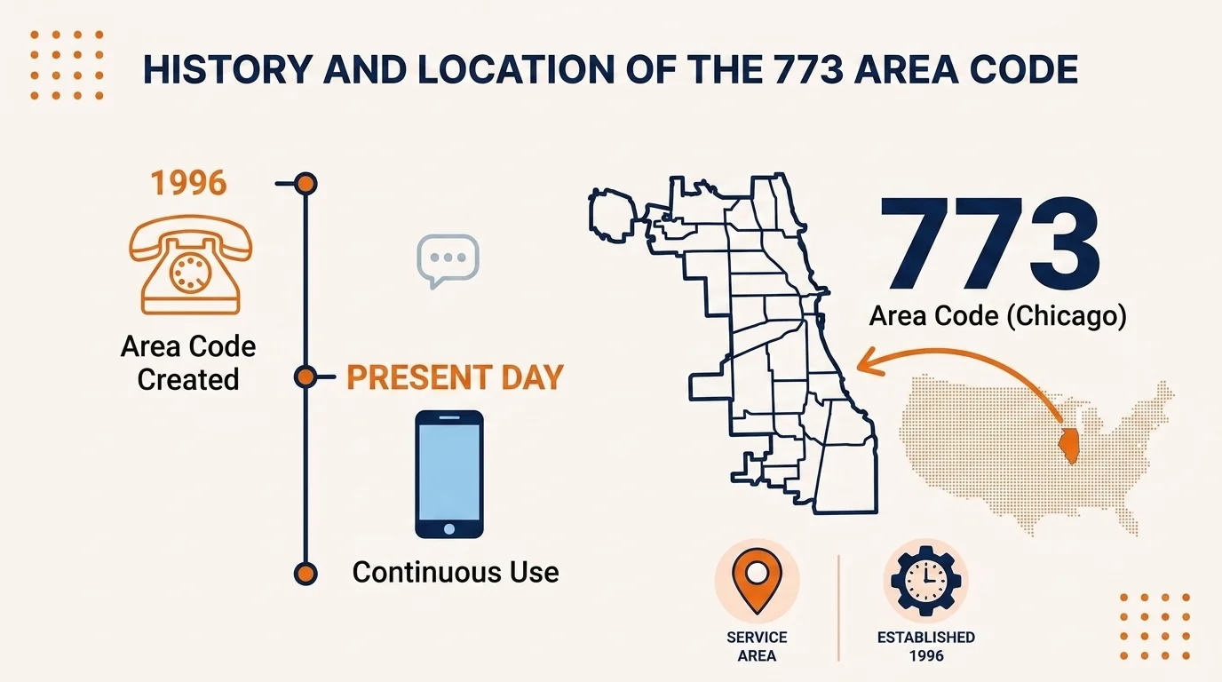 History and location of the 773 area code