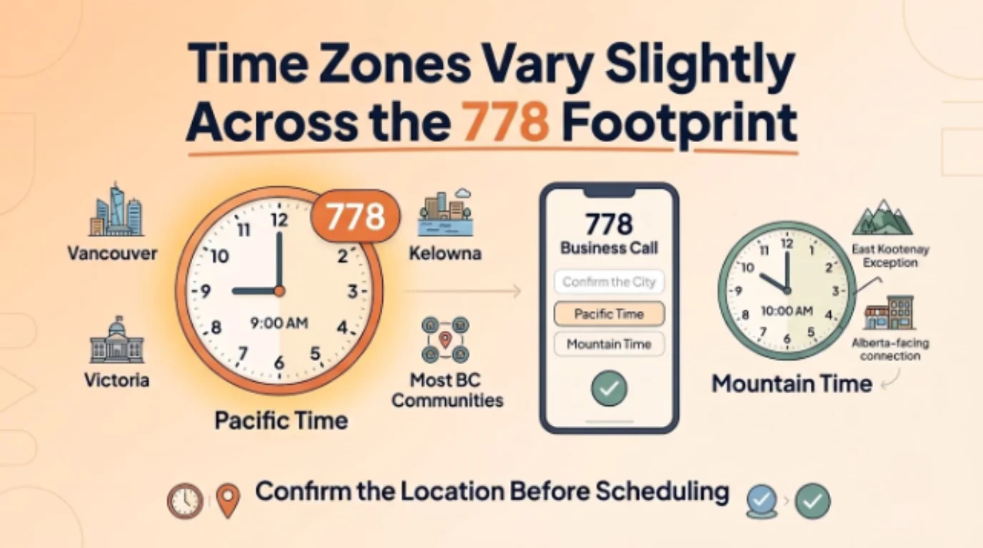 Time Zones Vary Slightly Across the 778 Footprint
