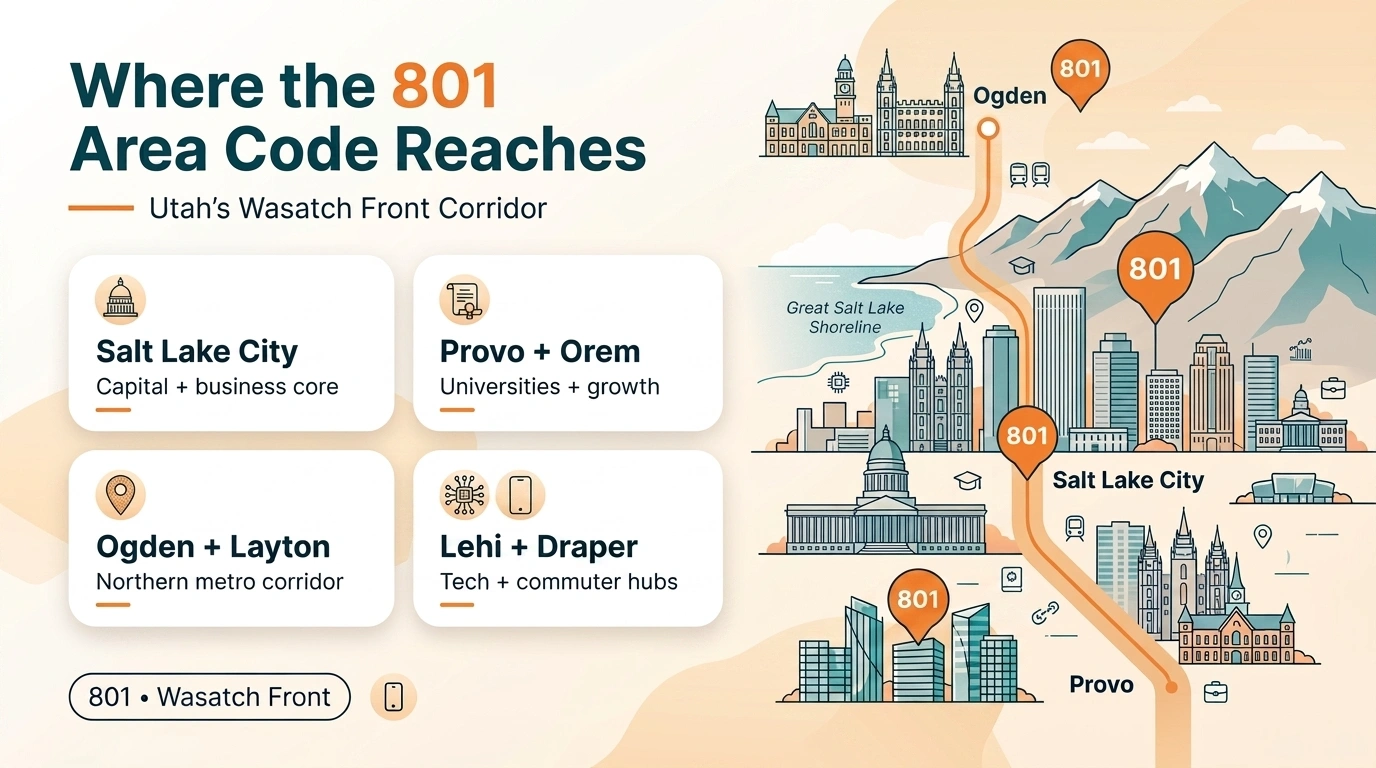 Where the 801 area code reaches across Utah's Wasatch Front