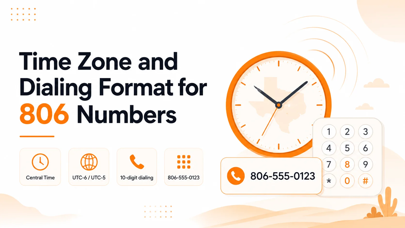 Time zone and dialing format for 806 numbers