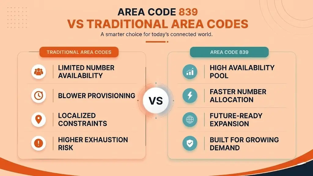 839 vs traditional area codes — dialing rules