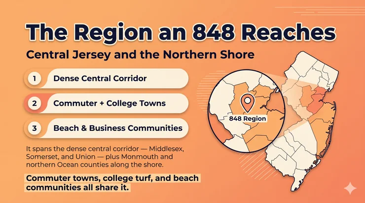 848 area code small business market — storefront, trades, healthcare in central New Jersey