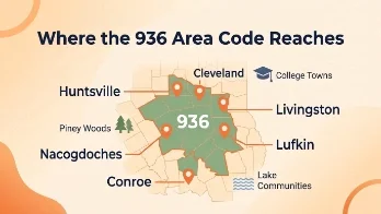 Where the 936 area code reaches across the East Texas Piney Woods, from Huntsville to Lufkin