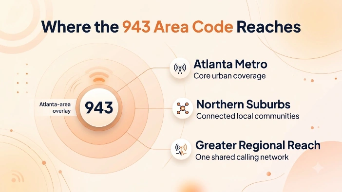 Where the 943 area code reaches — Atlanta metro, northern suburbs, and greater regional coverage