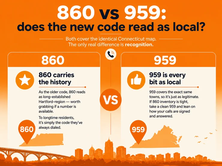 859 vs 959 area code — identical Connecticut map, difference is recognition