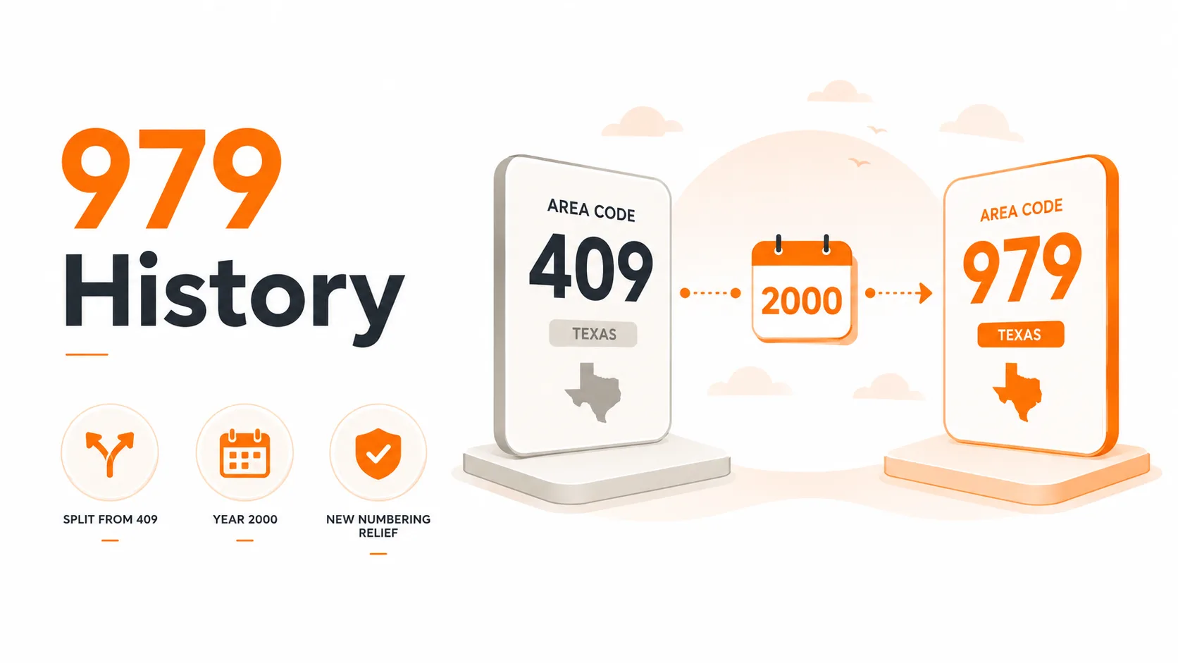 979 area code history — split from 409 in the year 2000