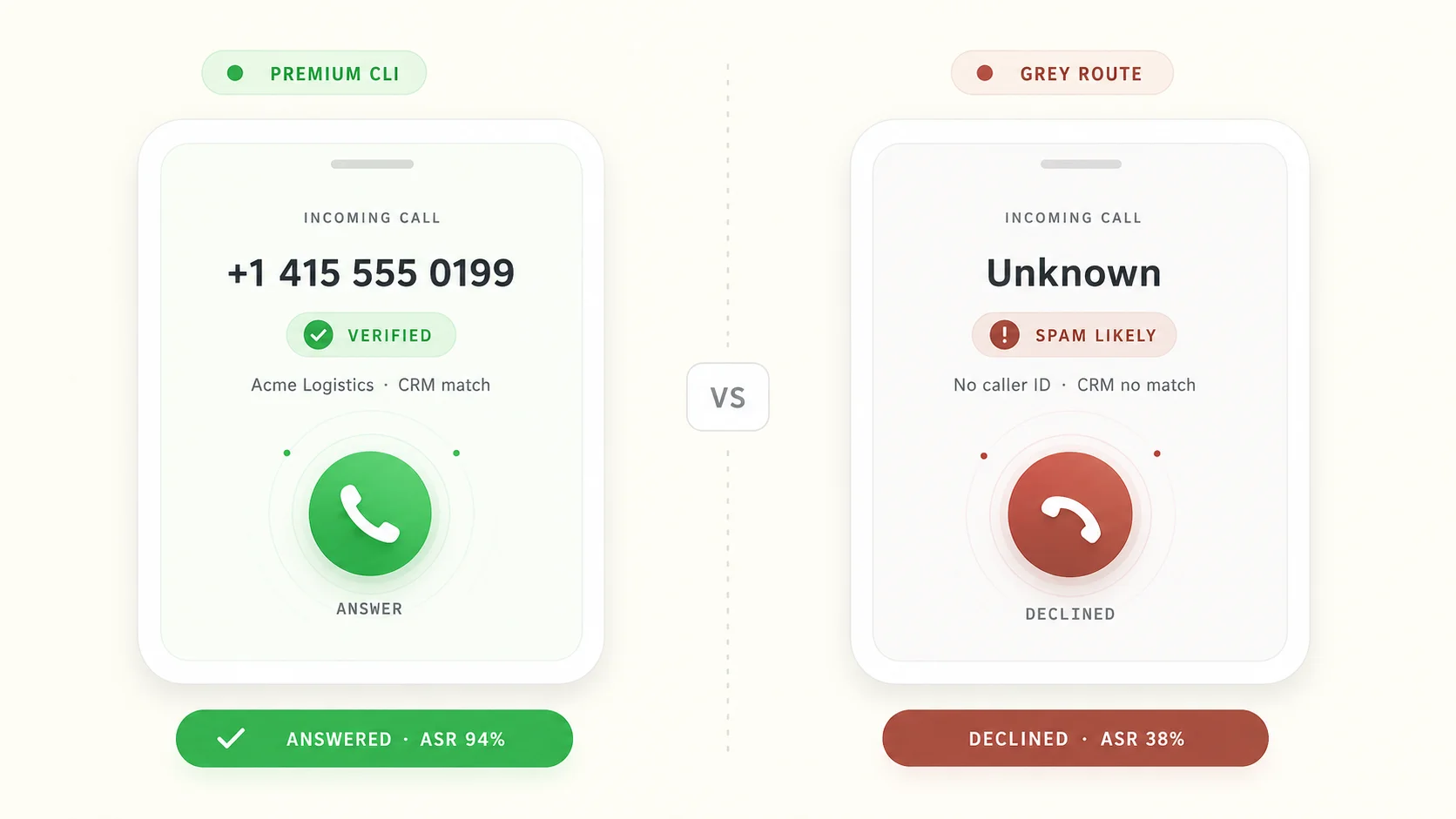Premium CLI vs Grey Route comparison