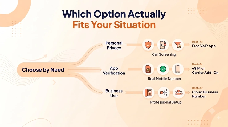 Which second phone number option actually fits your situation — privacy, verification, or business