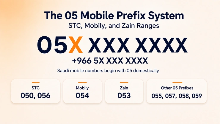 Saudi Arabia's 05 mobile prefix system — STC, Mobily, and Zain carrier ranges