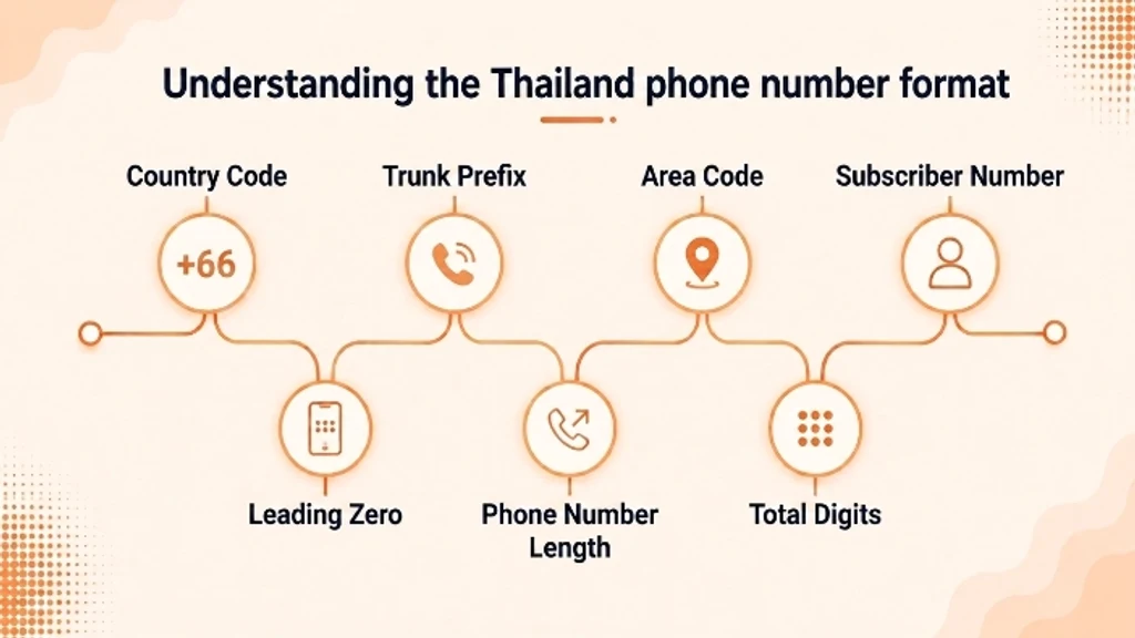 Diagram breaking down the Thailand phone number format into country code, trunk prefix, area code, and subscriber number.