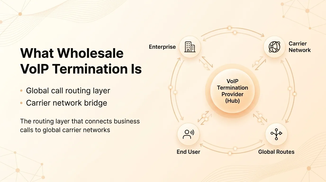 What wholesale VoIP termination is — routing and completing outbound voice calls across carrier networks at scale