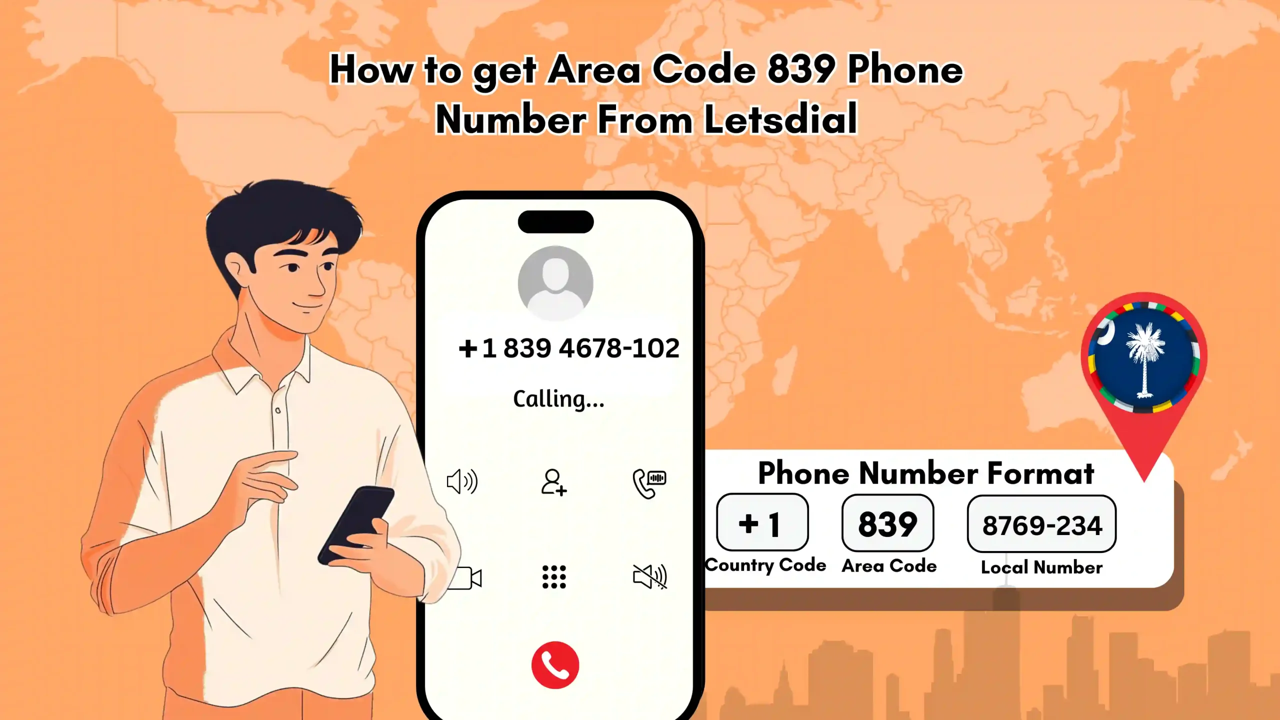 How to get Area Code 839 Phone Number From Letsdial