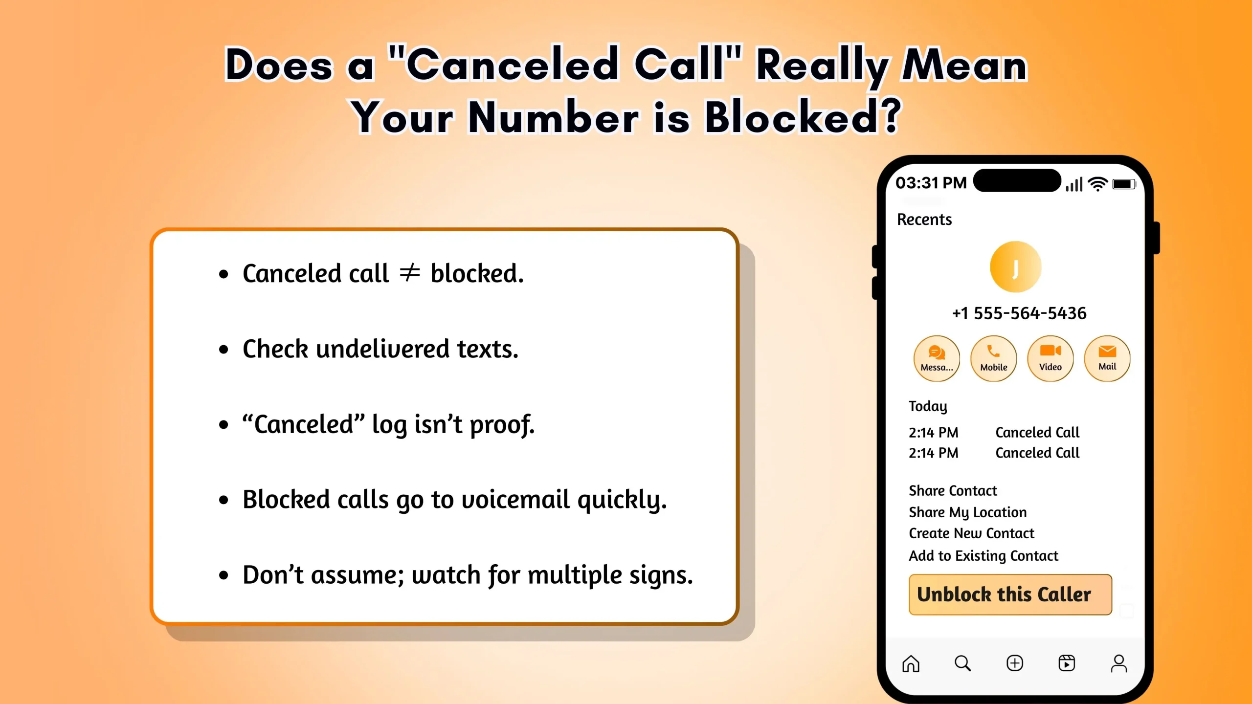  Canceled calls versus blocked numbers.