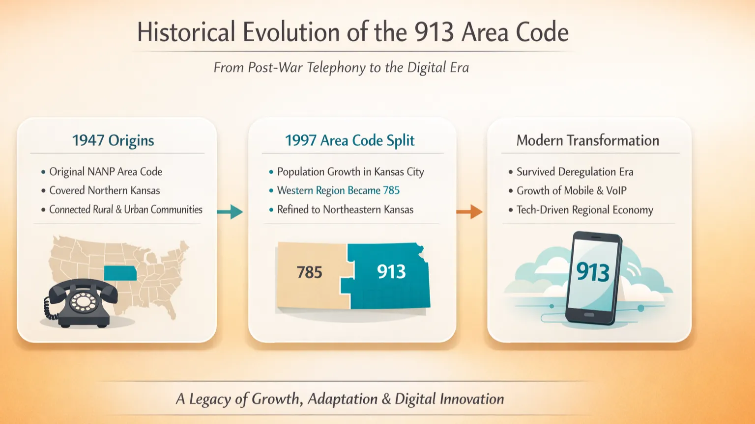 history of 913 area code